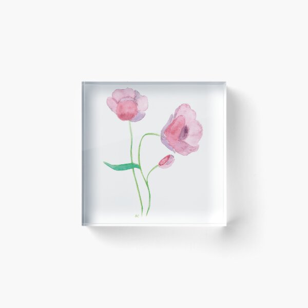 California purple poppies pattern Acrylic Block