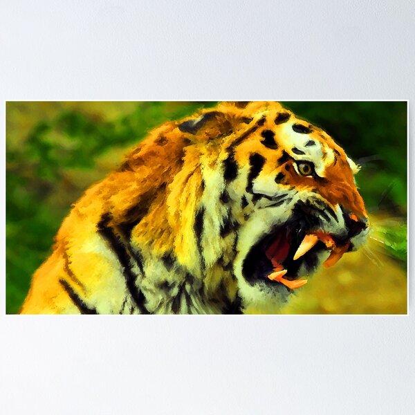 Item preview, Fighting Tiger Digital Art / Painting - Fantastic Animal Art designed and sold by Very Peculiar.