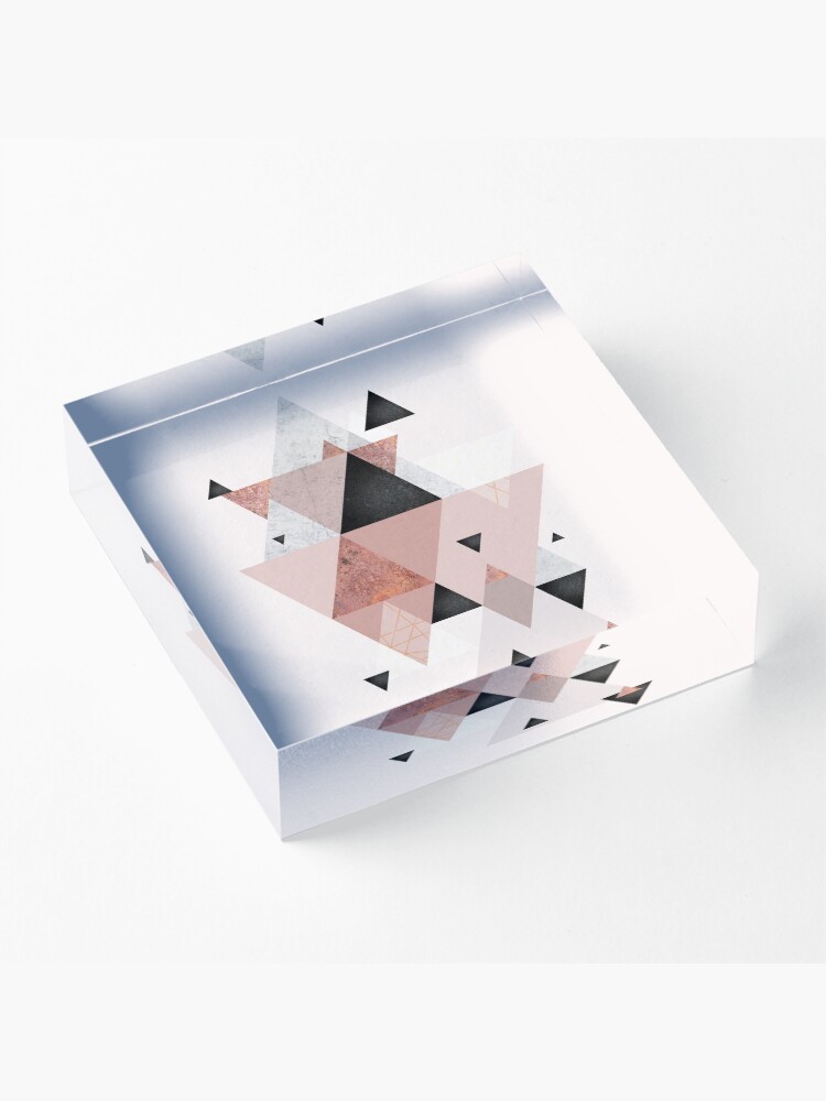 Alternate view of Geometric Compilation in Rose Gold and Blush Pink Acrylic Block