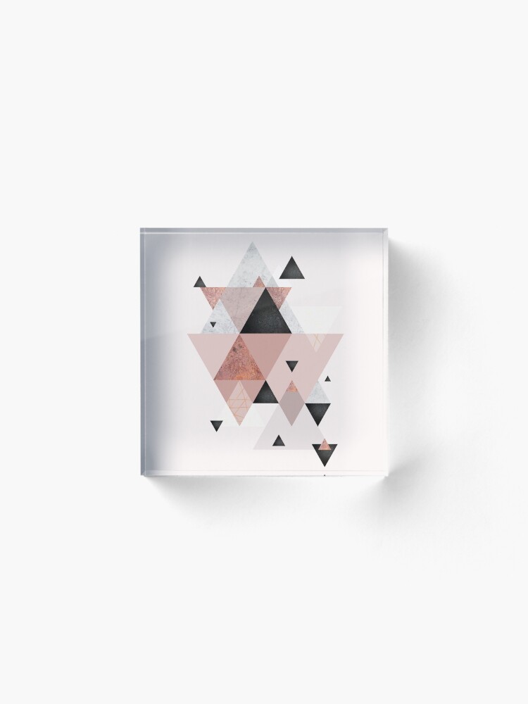 Alternate view of Geometric Compilation in Rose Gold and Blush Pink Acrylic Block