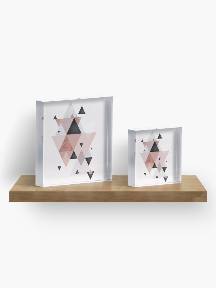 Alternate view of Geometric Compilation in Rose Gold and Blush Pink Acrylic Block
