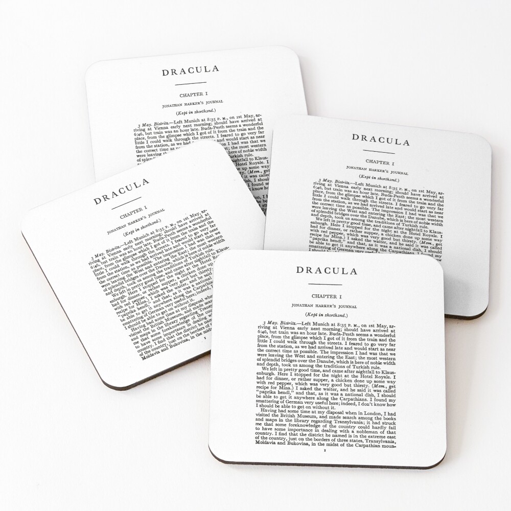HIGH RESOLUTION Dracula by Bram Stoker first page Coasters (Set of 4)