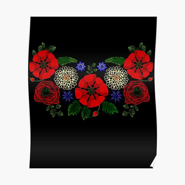 Cute Floral Ukraine Vintage Ukrainian Vyshyvanka Style Poster