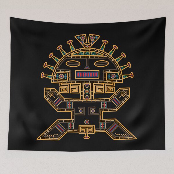 Item preview, MUISCA CHIBCHA COLOMBIA MAN MASK IDOL - linework designed and sold by Xotico Design.