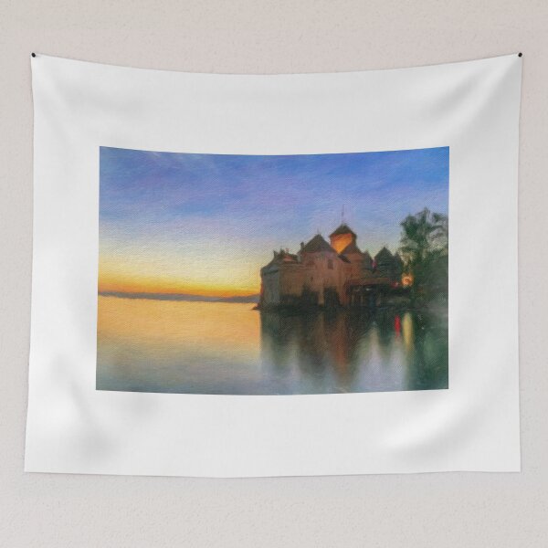 Item preview, Chillon Sunset Oil Painting designed and sold by DiFigianoPhoto.