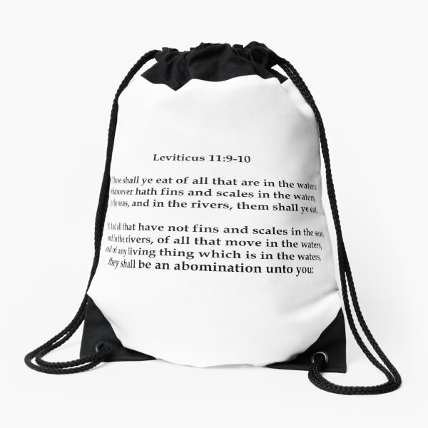 Ye Shall Not Eat Shellfish (Black Text) Drawstring Bag