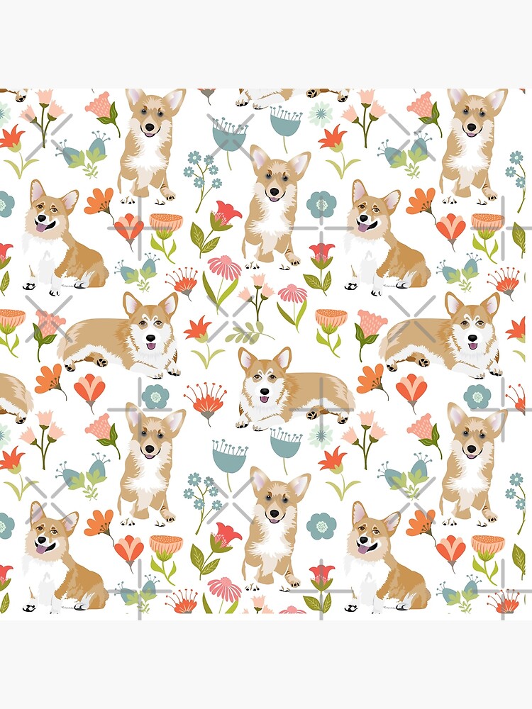 Cute Summer Corgi Flower Pattern by UtArt