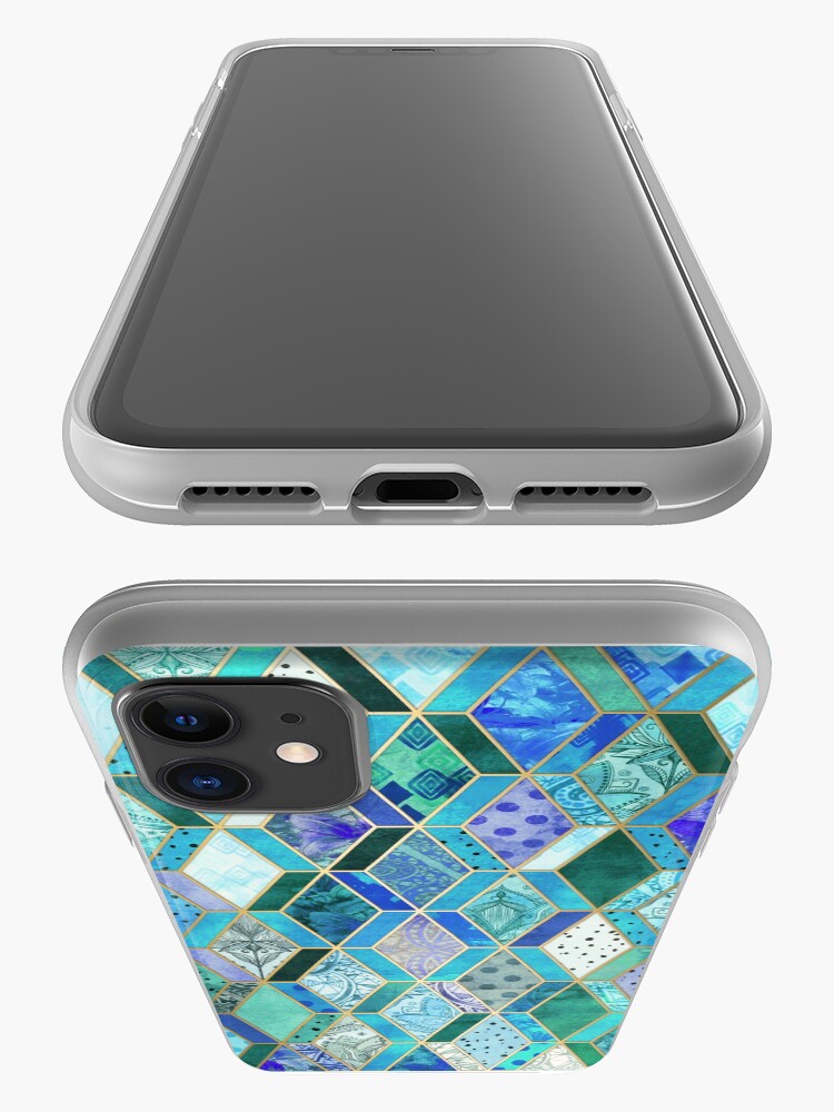 "Sapphire & Emerald Diamond Patchwork Pattern" iPhone Case & Cover by
