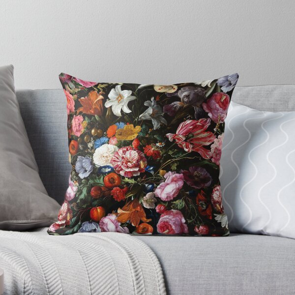 Dutch Midnight Garden Throw Pillow