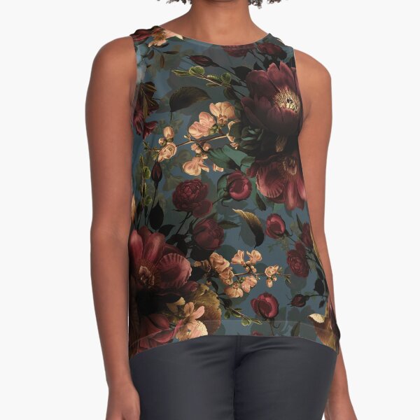 Moody florals - Mystic Botanical Night Garden 10 Sleeveless Top