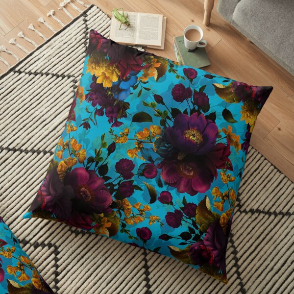 Moody florals - Mystic Night 13 Floor Pillow