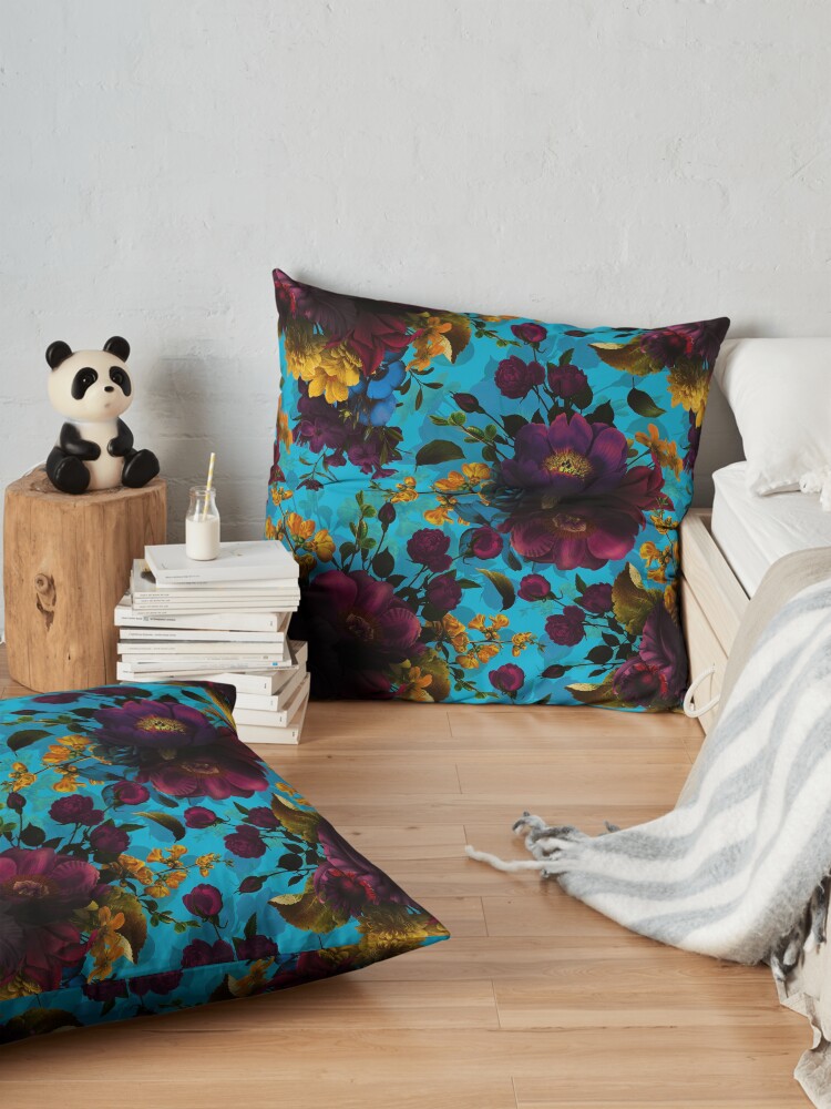 Alternate view of Moody florals - Mystic Night 13 Floor Pillow