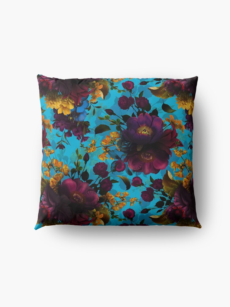 Alternate view of Moody florals - Mystic Night 13 Floor Pillow