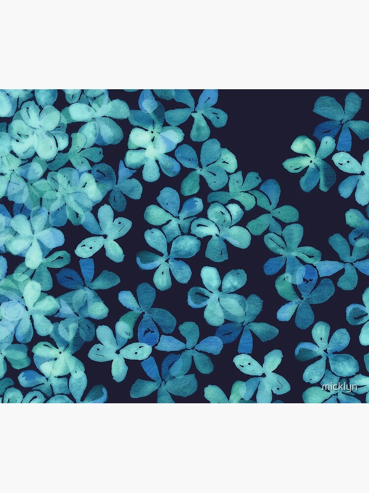 Hand Painted Floral Pattern in Teal & Navy Blue by micklyn