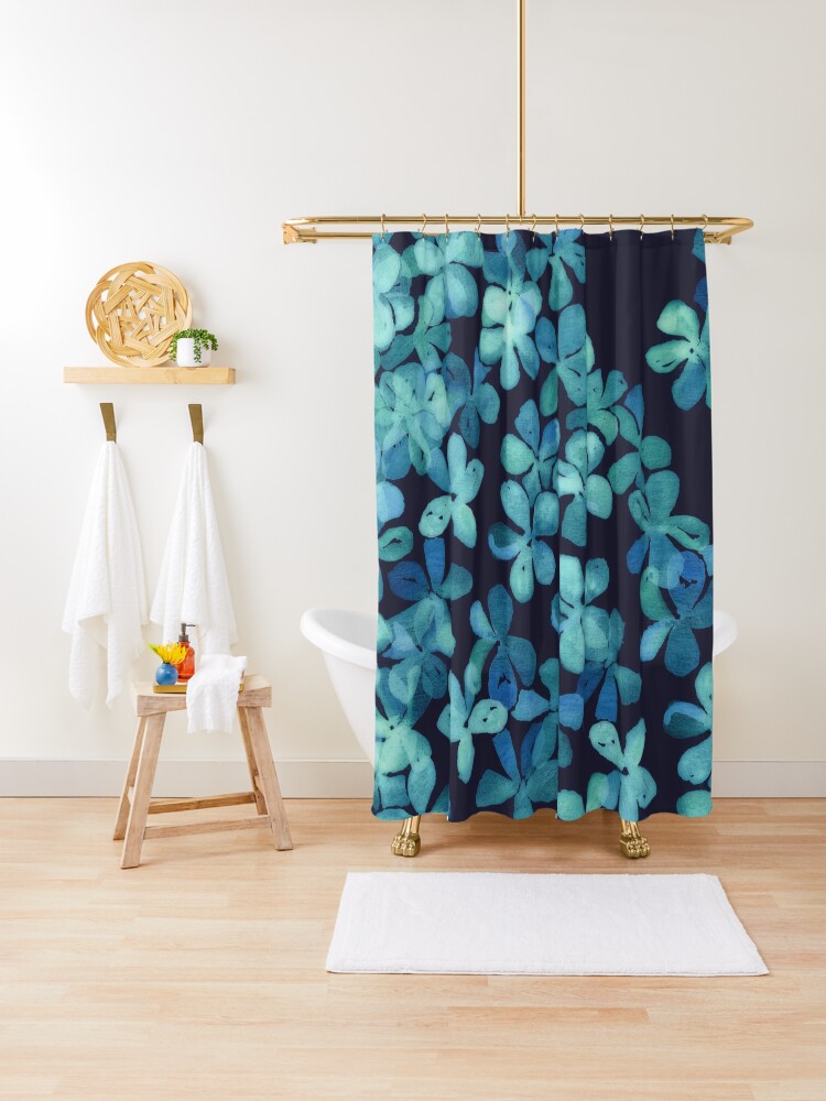 navy and teal shower curtain