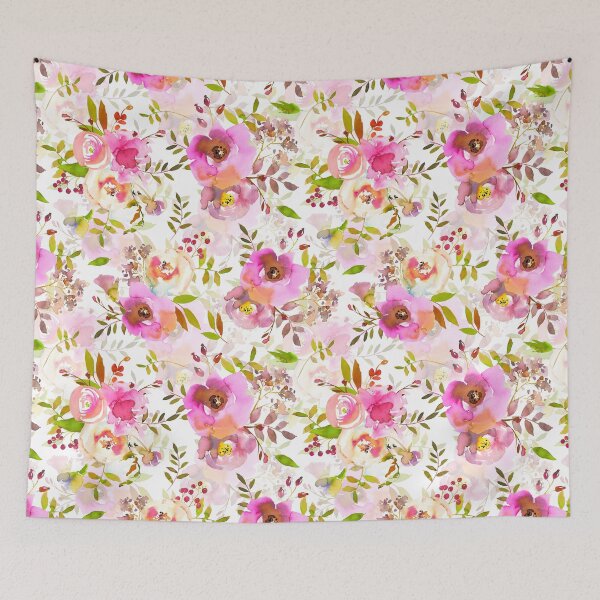 Item preview, Lovely pink hand drawn watercolor florals pattern -double layer designed and sold by UtArt.