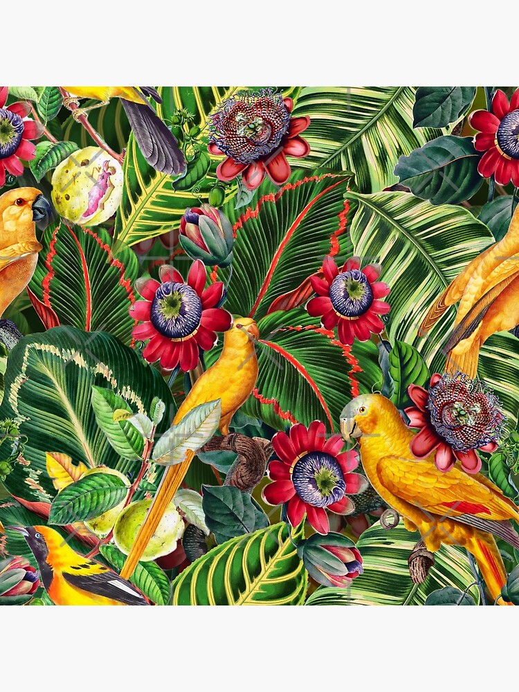 Vintage Tropical Bird Jungle Garden by UtArt