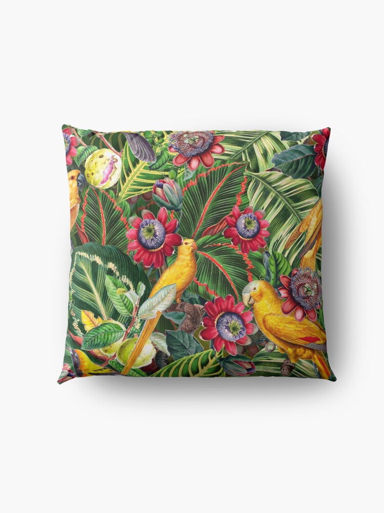 Alternate view of Vintage Tropical Bird Jungle Garden Floor Pillow
