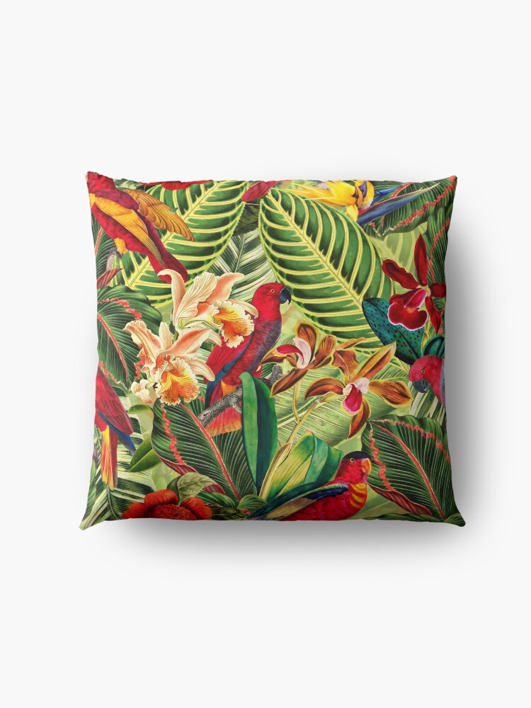 Alternate view of Vintage Tropical Bird Jungle Garden Floor Pillow