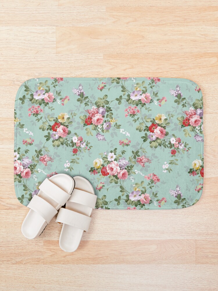 Alternate view of Elegant vintage pink roses floral pattern Bath Mat