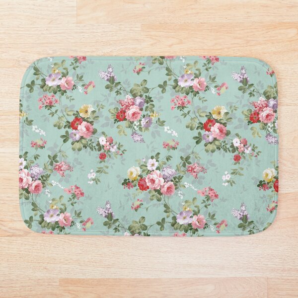 Elegant vintage pink roses floral pattern Bath Mat