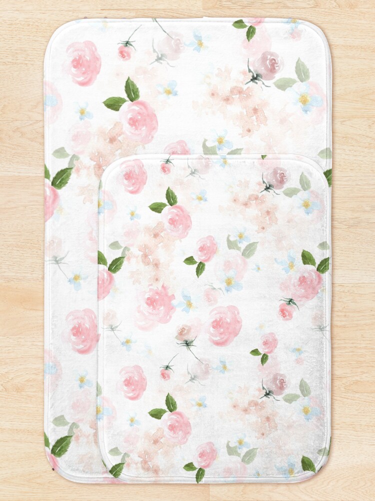Alternate view of Blush Watercolor Florals Bath Mat