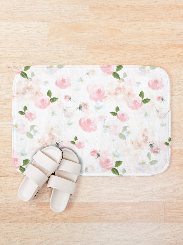 Alternate view of Blush Watercolor Florals Bath Mat