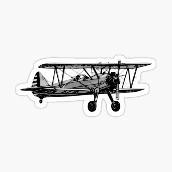 US Navy Biplane Stearman Aviation Pilot T-Shirt Sticker
