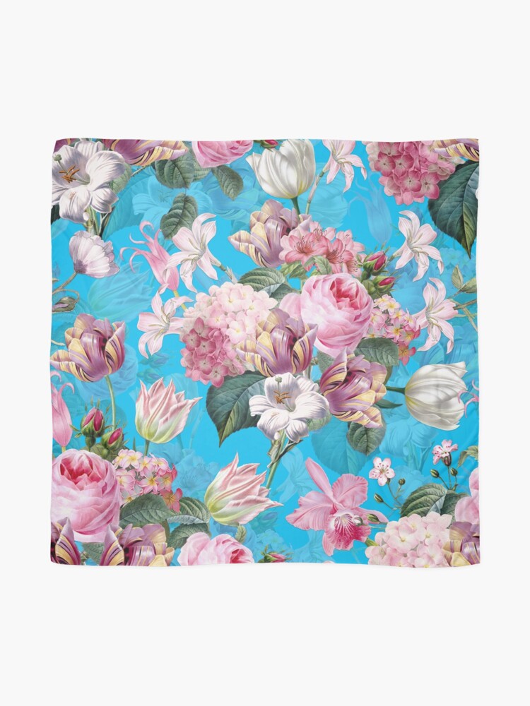 Alternate view of Roses Orchids and Tulips on Teal Scarf