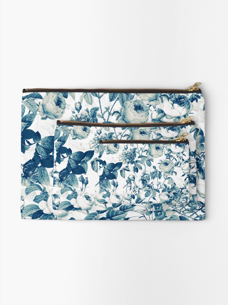 Alternate view of Dutch Blue Roses Vintage Pattern on White Zipper Pouch