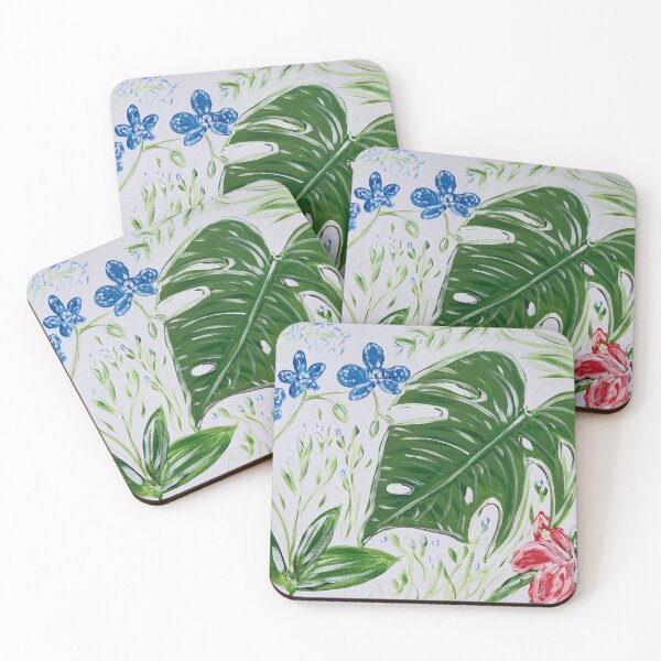Item preview, Tropical Leaves and Flowers Artwork designed and sold by samantharedfern.