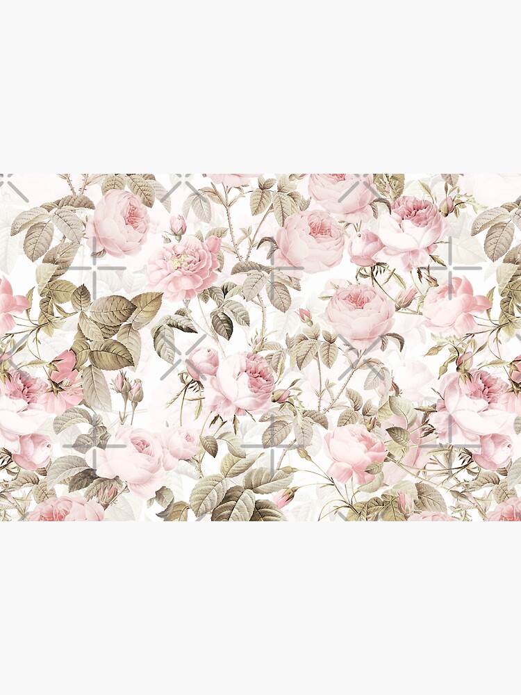 Sepia Old Vintage Roses on Pink Pattern by UtArt
