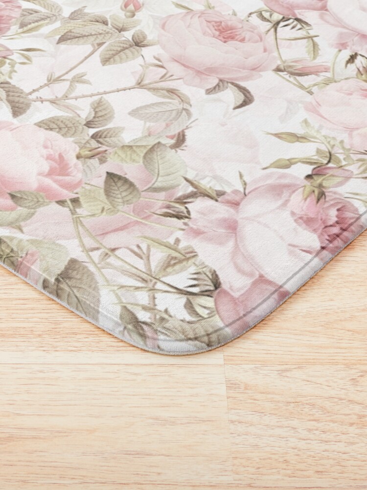 Alternate view of Sepia Old Vintage Roses on Pink Pattern Bath Mat