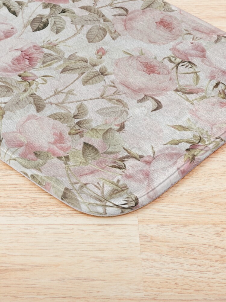 Alternate view of Sepia Old Vintage Roses on Pink Pattern Bath Mat