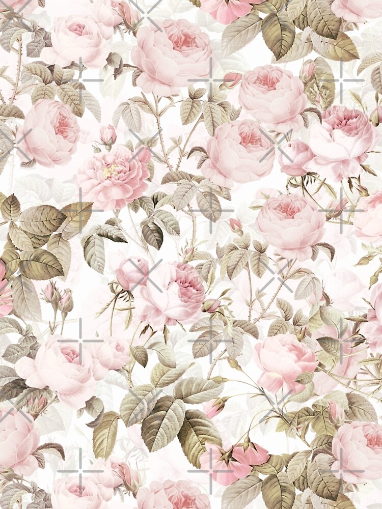 Sepia Old Vintage Roses on Pink Pattern by UtArt