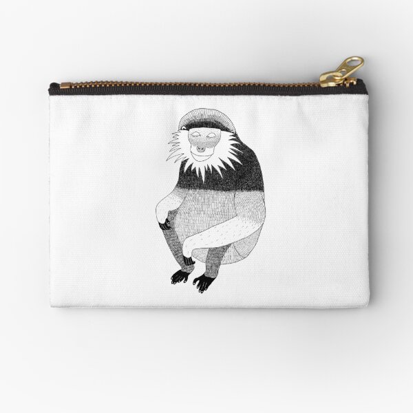 Red-Shanked Douc (ink illustrations of weird animals that are real) Zipper Pouch