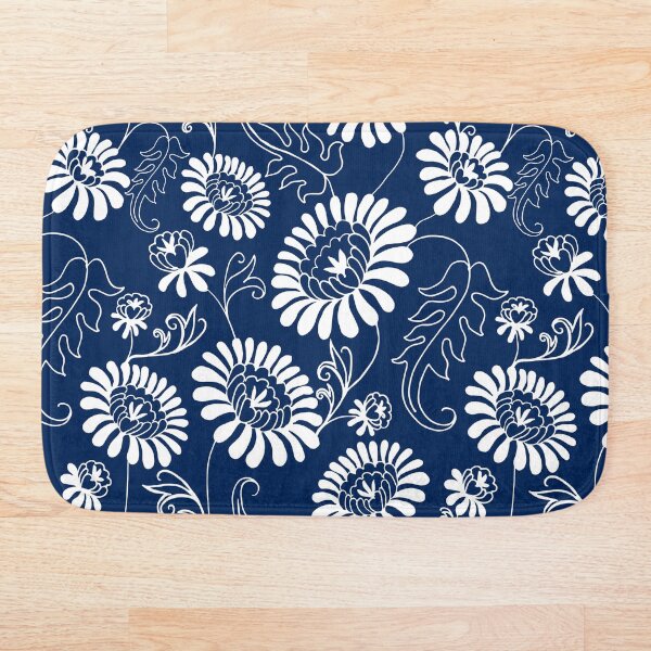 Aperçu de l'œuvre Fleurs vintage sur bleu profond créée et vendue par Lelyely.