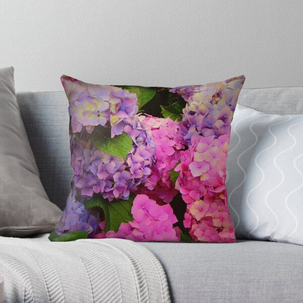 Hydrangea Rainbow Throw Pillow