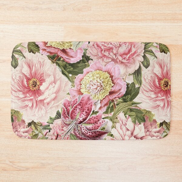 Vintage Roses and Lily Pattern Bath Mat
