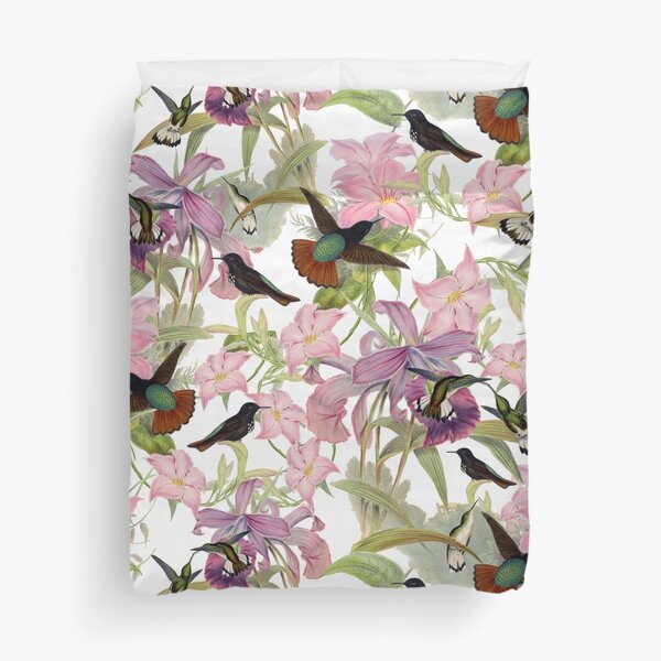 Hummingbird and Orchids Duvet Cover