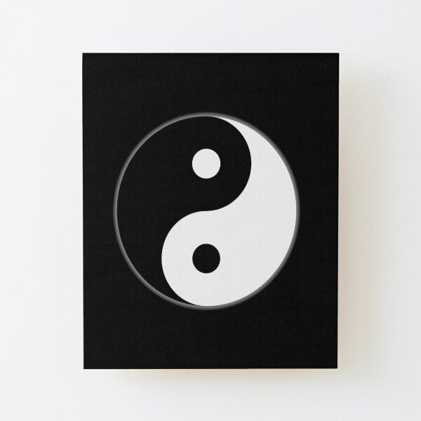 Yin Yang. Invertido, chino, China, símbolo, Tai Chi, Arte Marcial, MMA, en NEGRO. Lámina montada de madera