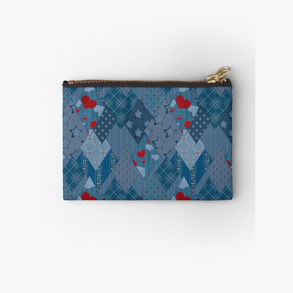 Item preview, Blue denim colorful patchwork.  designed and sold by fuzzyfox.