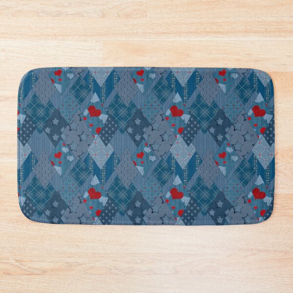 Item preview, Blue denim colorful patchwork.  designed and sold by fuzzyfox.