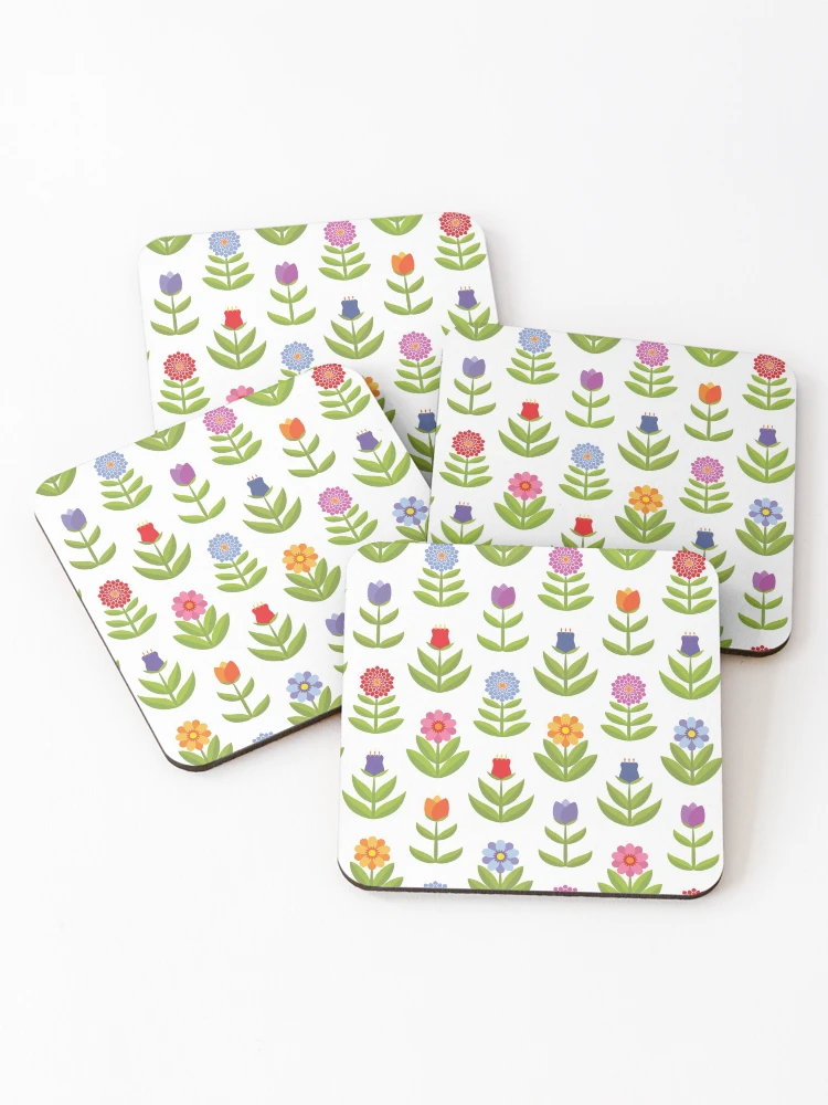 Thumbnail 1 of 5, Coasters (Set of 4), Retro Flower Pattern designed and sold by Calislahn.