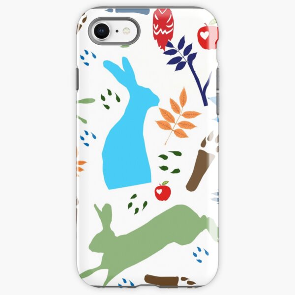 Hare folk art print iPhone Tough Case