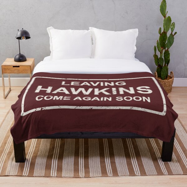 TV series inspired collection | Stranger things | LEAVING HAWKINS, COME AGAIN SOON | Dark red Throw Blanket