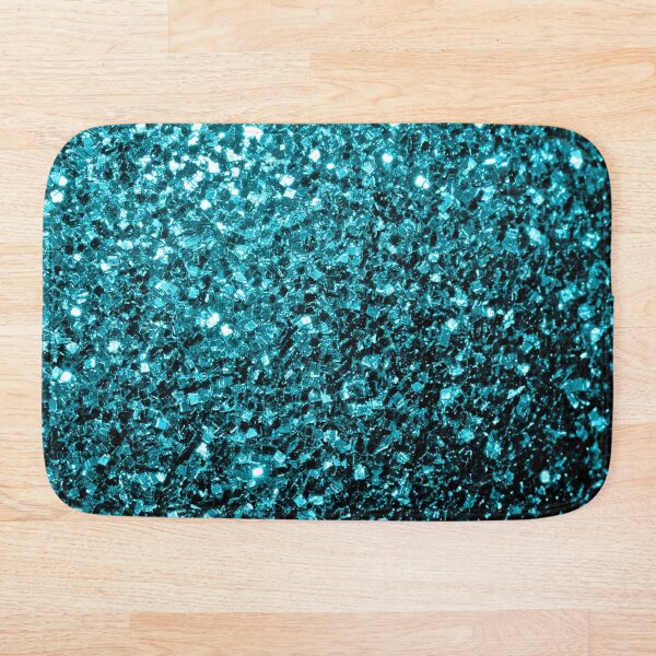Beautiful Aqua blue glitter sparkles Bath Mat