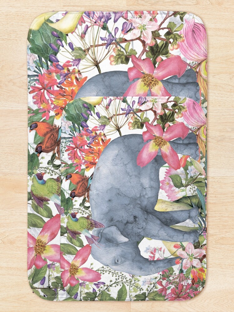 Alternate view of Elephant in Flower Jungle Bath Mat
