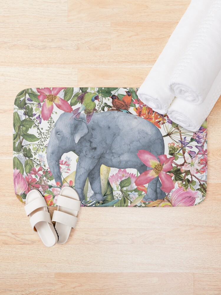 Alternate view of Elephant in Flower Jungle Bath Mat