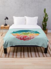 Aquatic Rainbow (light blue) Throw Blanket
